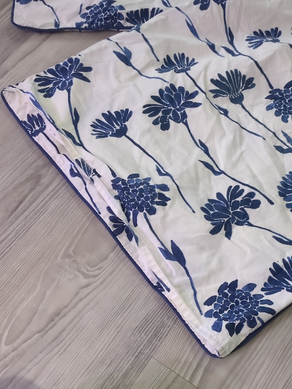 IKEA FINNOXEL Blue White Floral Pillowcases Set of 2 Standard 100% Cotton Cottag - Picture 7 of 10